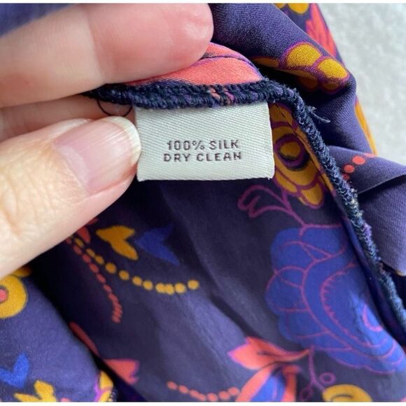 Tucker Women's Half Sleeve Silk Button Up Shirt Dress Purple Paisley Floral - Picture 10 of 10